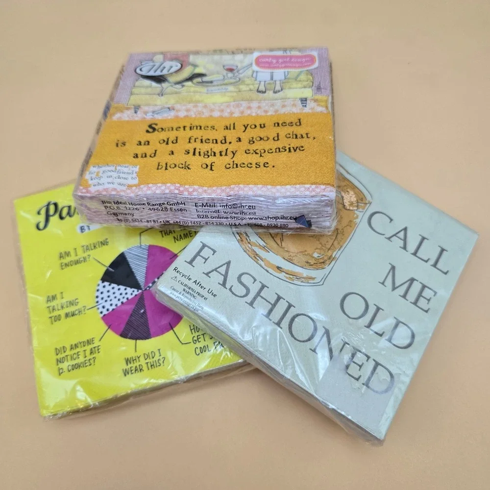 Emily McDowell‎ Cocktail Napkins Lot of 3 Funny Old Fashioned Humor 20-3 ply NIB